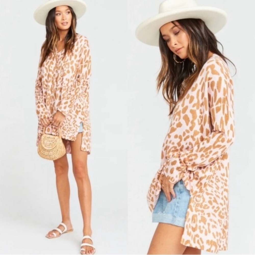 Show Me Your Mumu XS Pink Leopard Cliffside Sweater